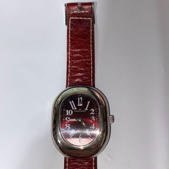 Anne Klein Women\'s Red Leather Band‎ Stainless Steel Back Quartz Watch OS main image 7